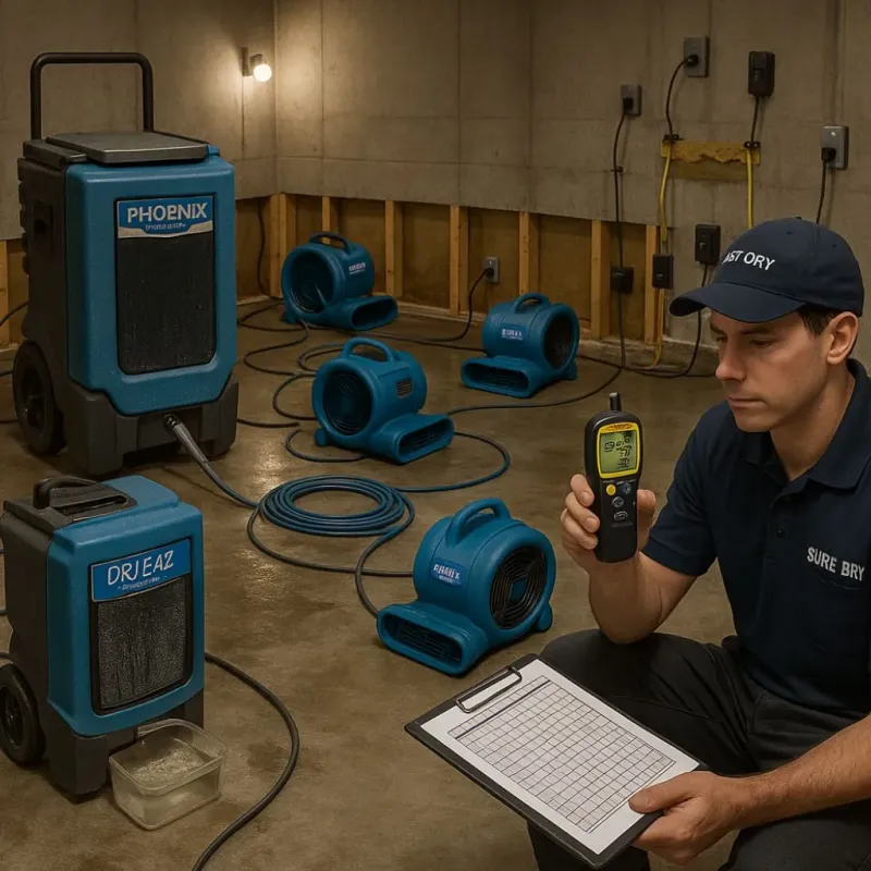 Structural Drying and Dehumidification process in Los Olivos, CA